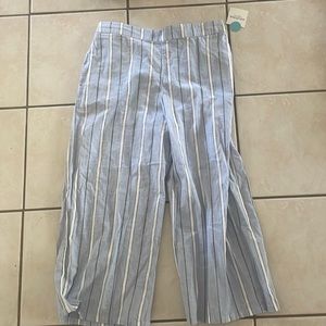 Blue and white striped pants